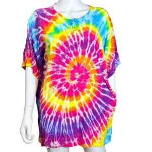 Batiks Design Hand-Drawn Batik Tunic Top Women Colorful Boho Thailand